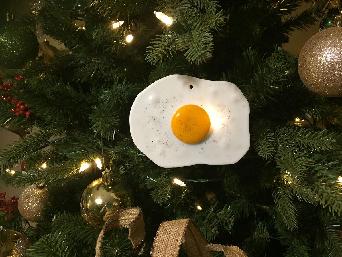 fried egg ornament